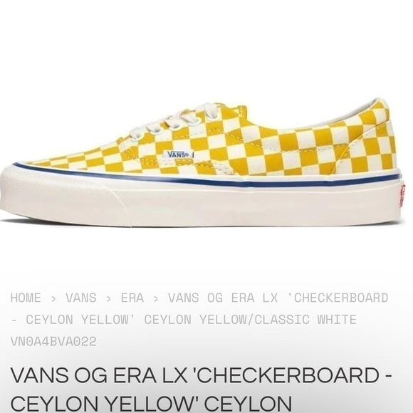 𝅺vans OG ERA LX 'CHECKERBOARD - CEYLON YELLOW' CEYLON YELLOW/CLASSIC WHITE - Picture 1 of 14